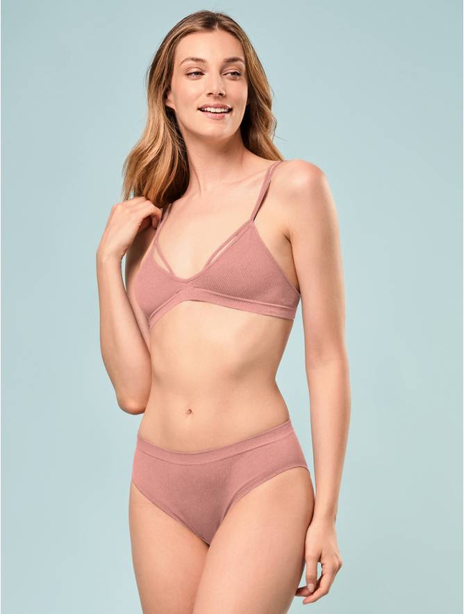 Luigi di Focenza SLIP DONNA V. ALTA COSTINA RIB ROSA ANTICO Consegna Veloce