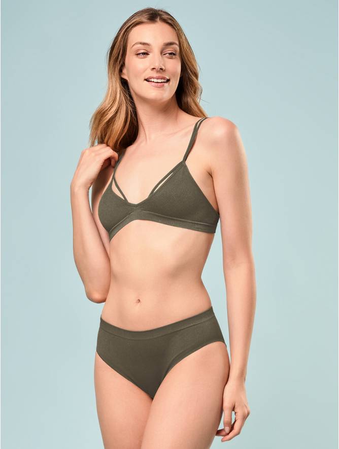 Luigi di Focenza SLIP DONNA V. ALTA COSTINA RIB OLIVA Vendite stagionali