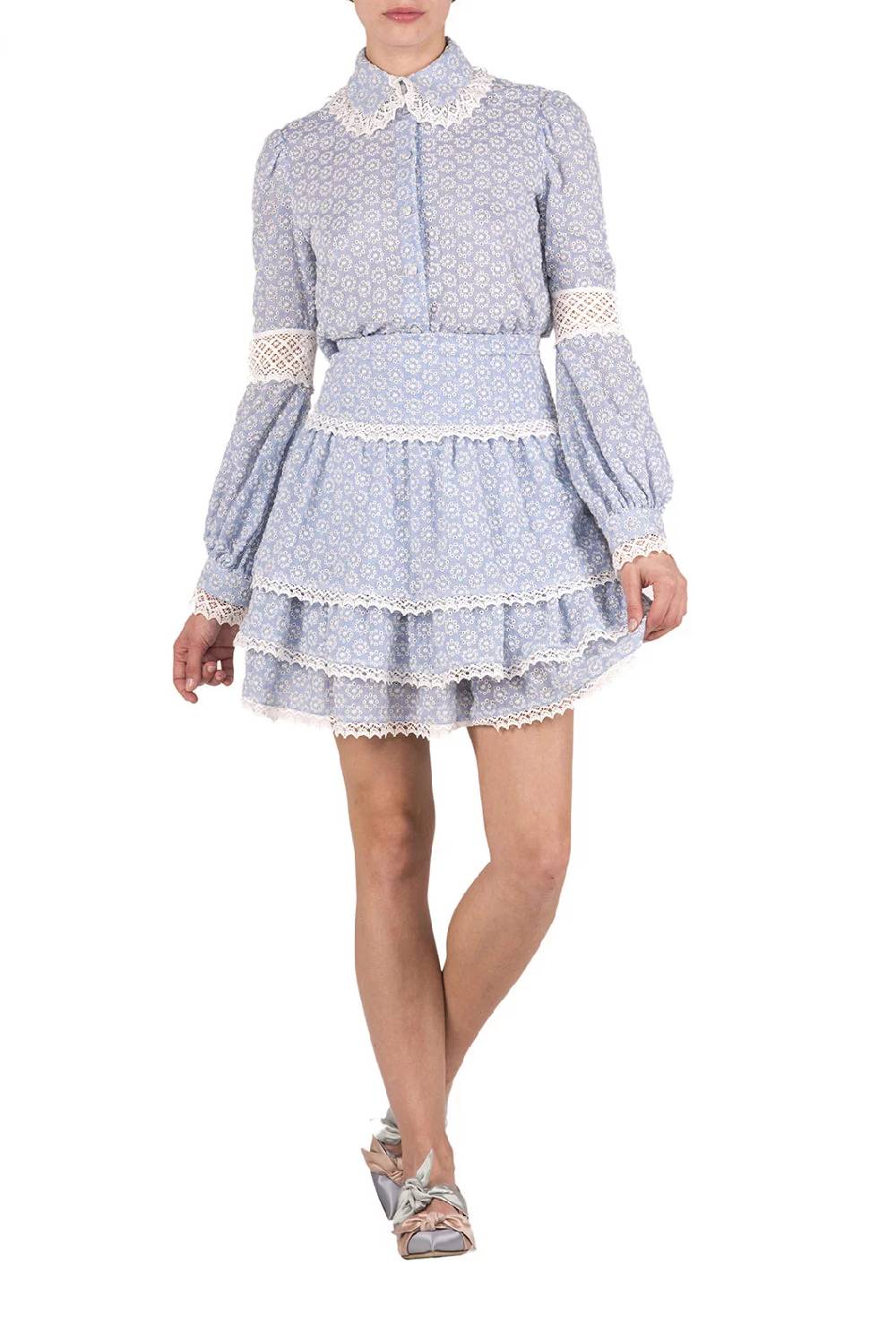 Luisa Beccaria Blusa In Cotone Sangallo Con Lacci Promozione