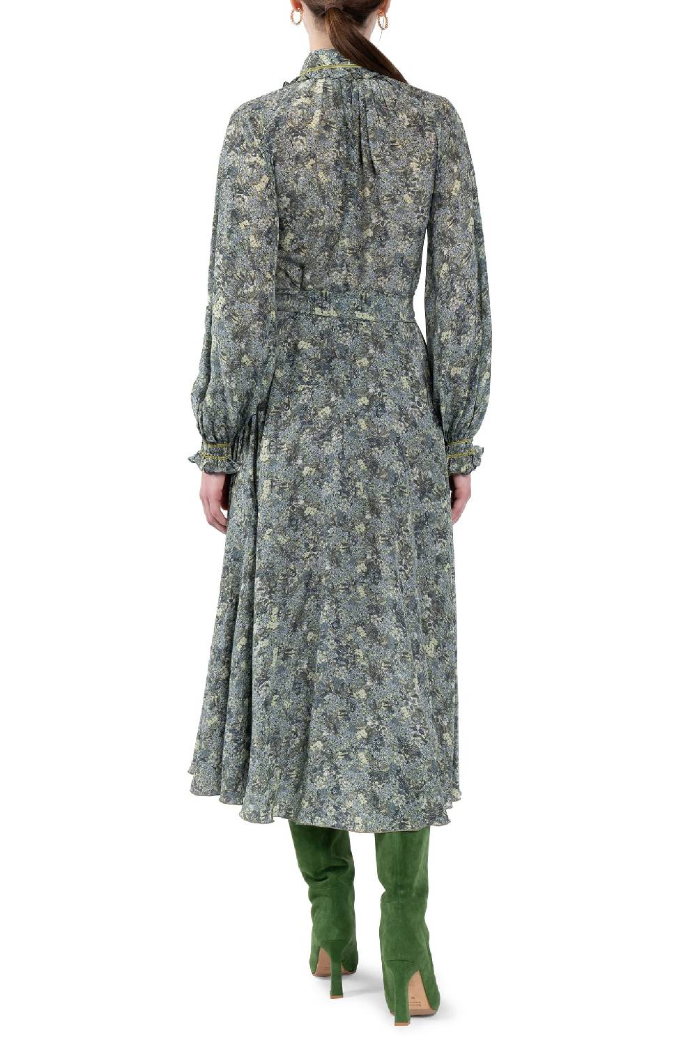 Luisa Beccaria Abito Chemisier in crepe de chine a micro fiori Shopping Online