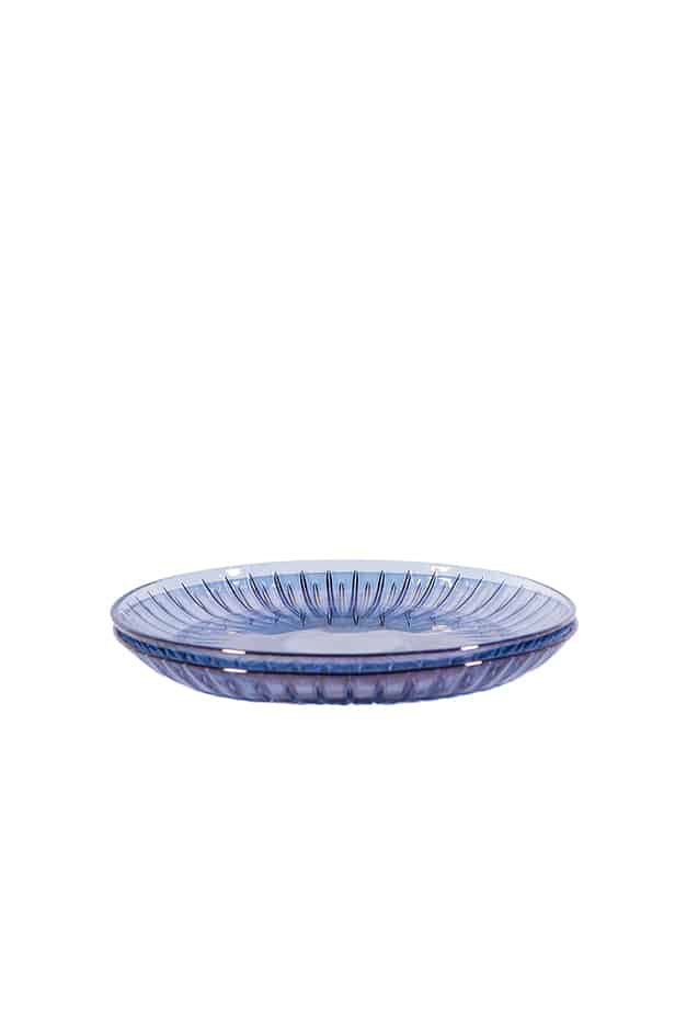 Luisa Beccaria Set Di Due Piatti Di Frutta Di Vetro Blu Moda