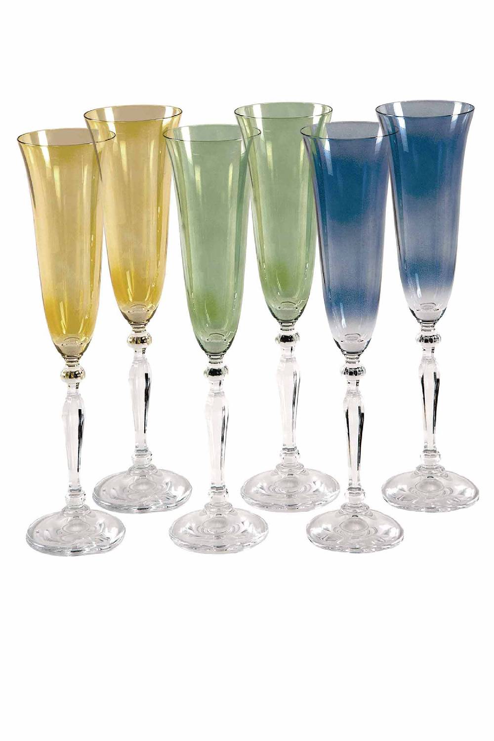 Luisa Beccaria Set Di Sei Flauto Blu, Giallo, Verde Soddisfazione Garantita