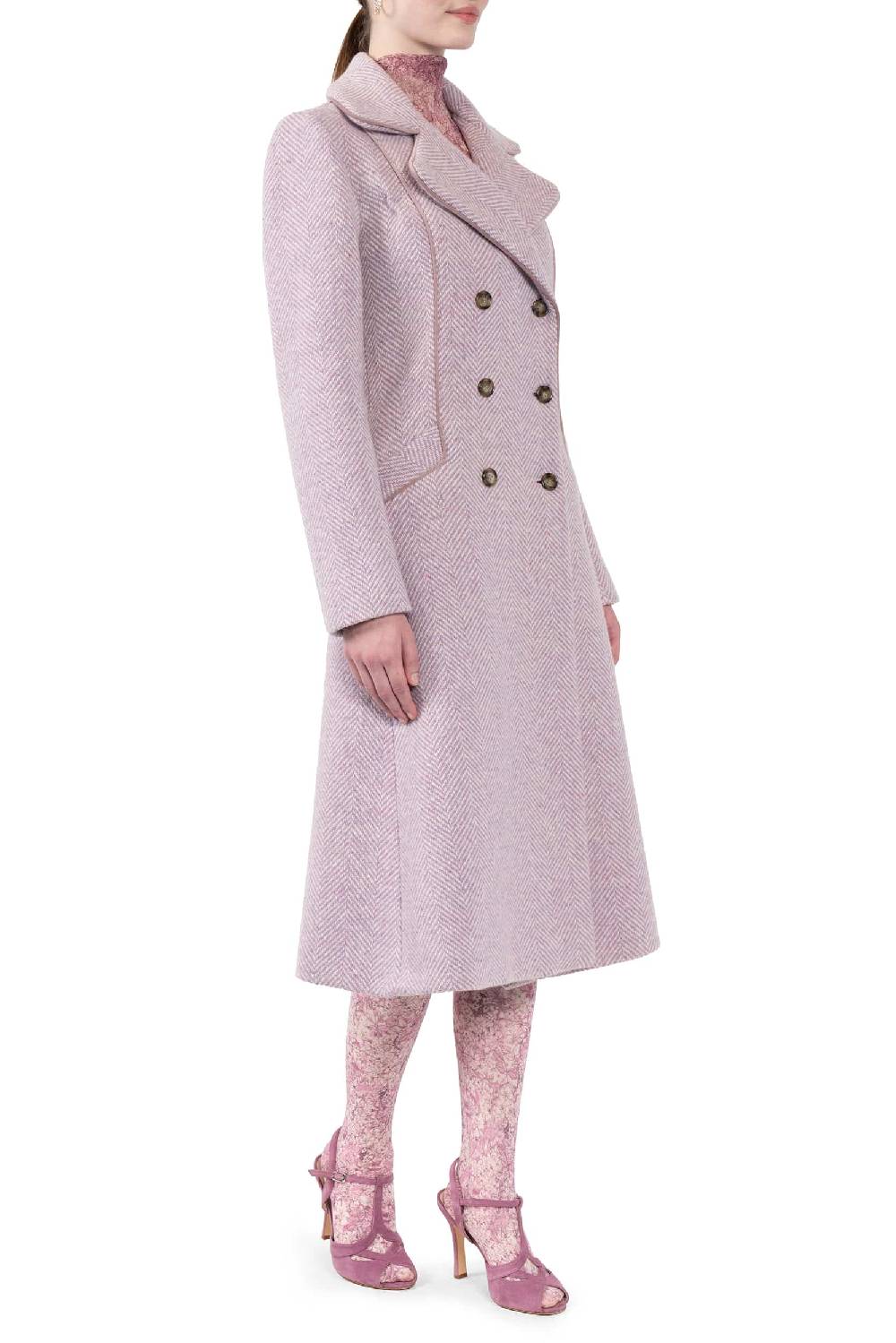 Luisa Beccaria Tweed a spina di pesce Redingnote Promozione