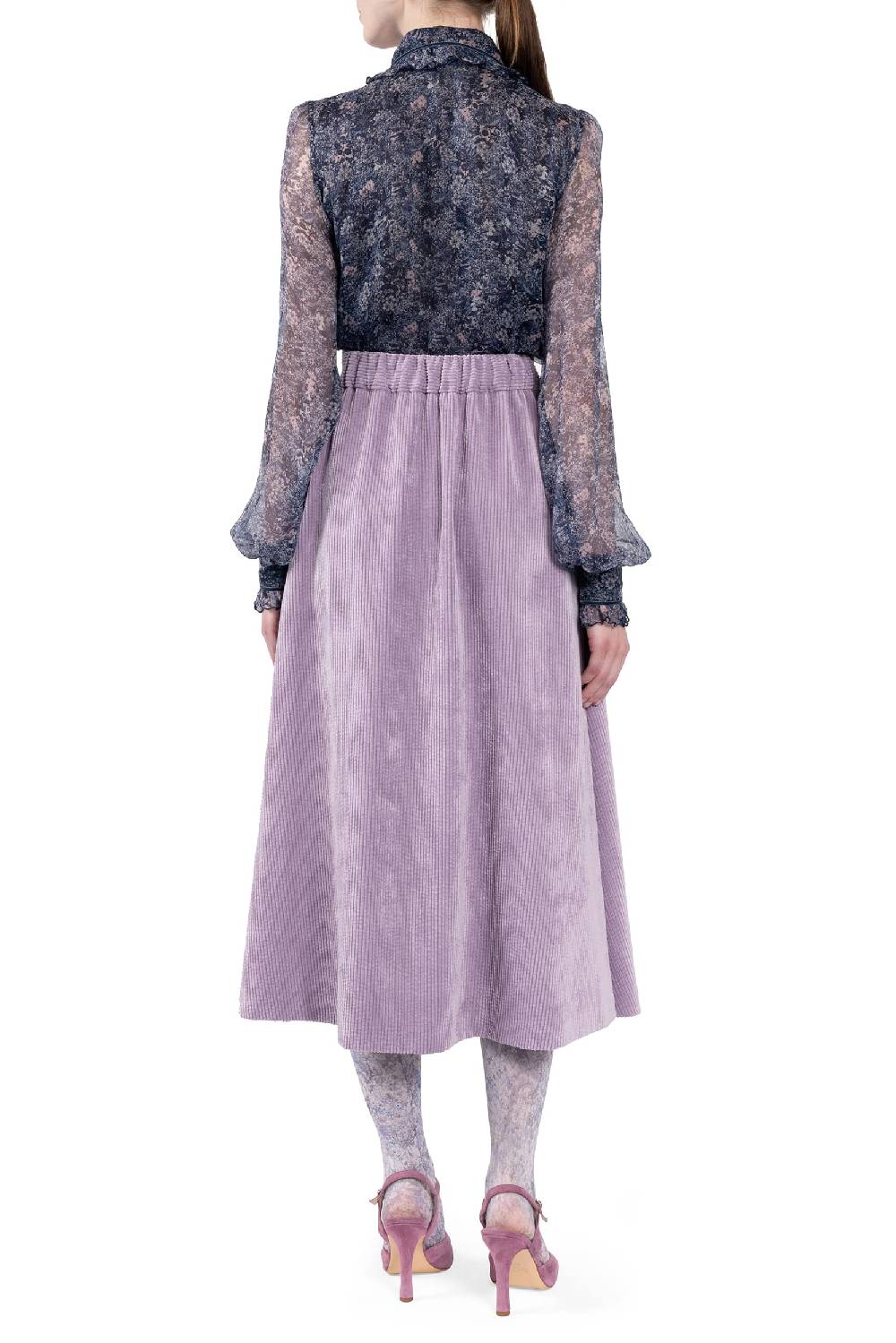 Luisa Beccaria Camicia in chiffon stampato con volant Promozione Limitata