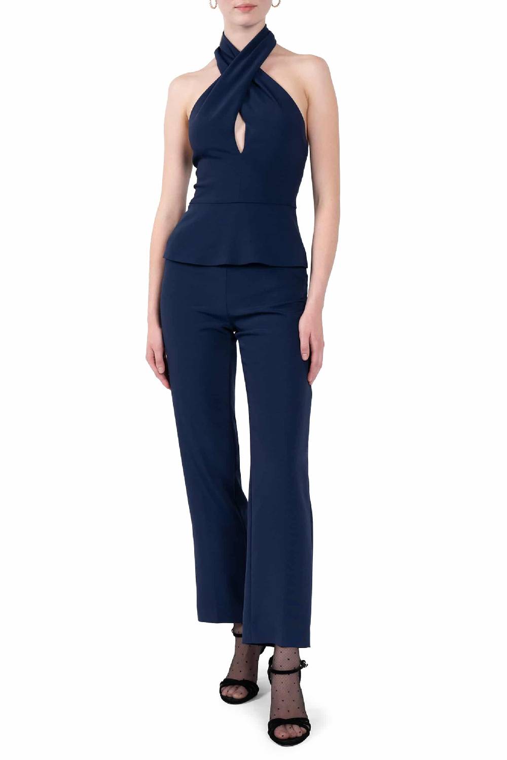 Luisa Beccaria Top elasticizzato in cady con scollo all'americana Saldi Di Fabbrica