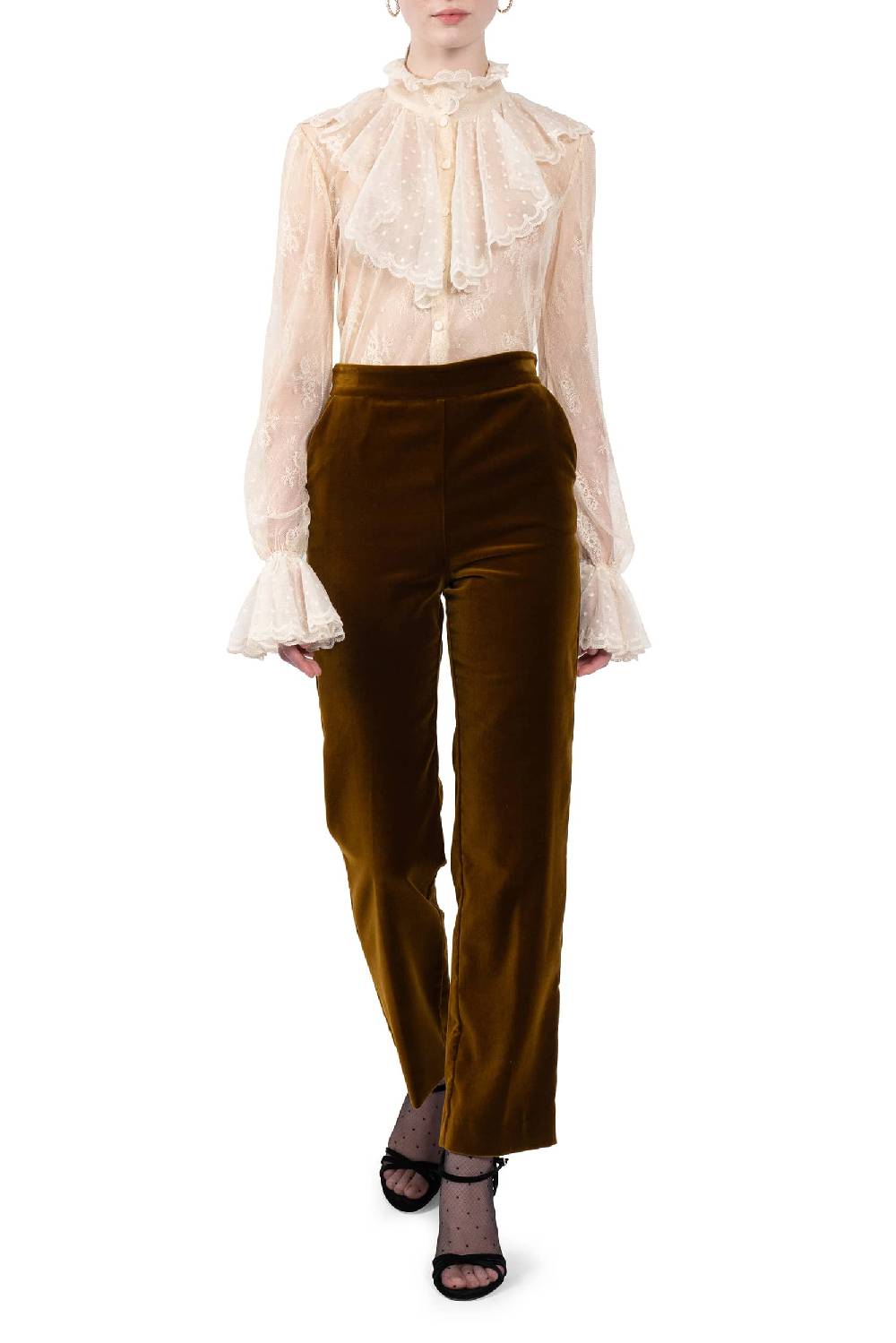 Luisa Beccaria Camicia con volant in pizzo Moda