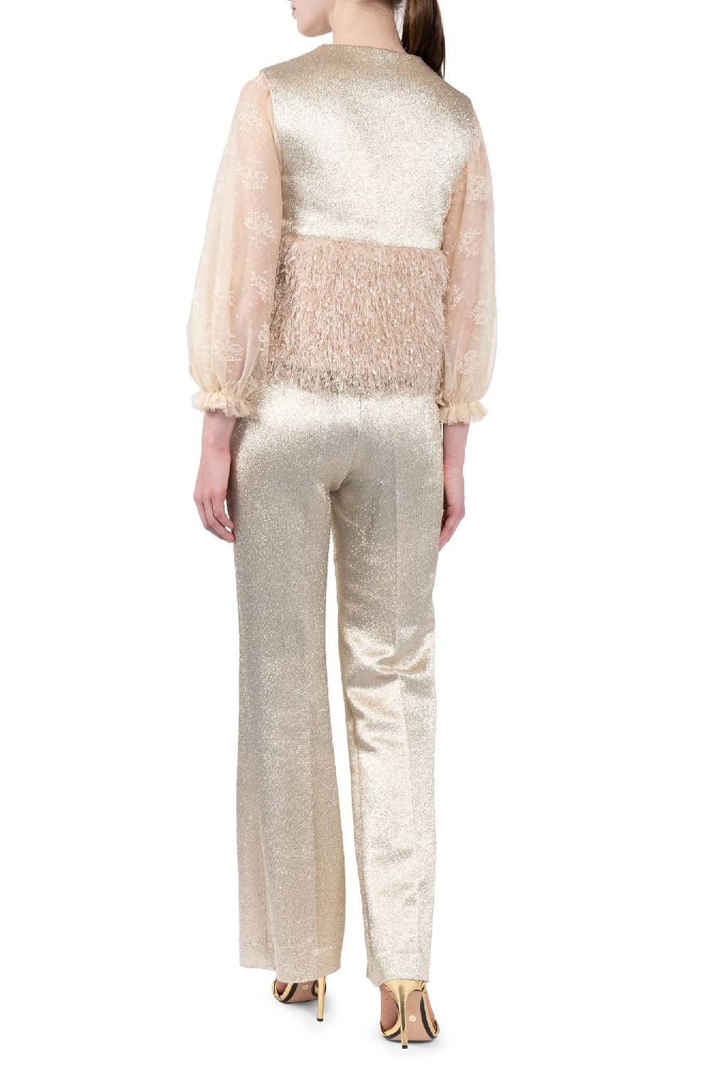 Luisa Beccaria Gilet imbottito in lana e lurex Nuovo