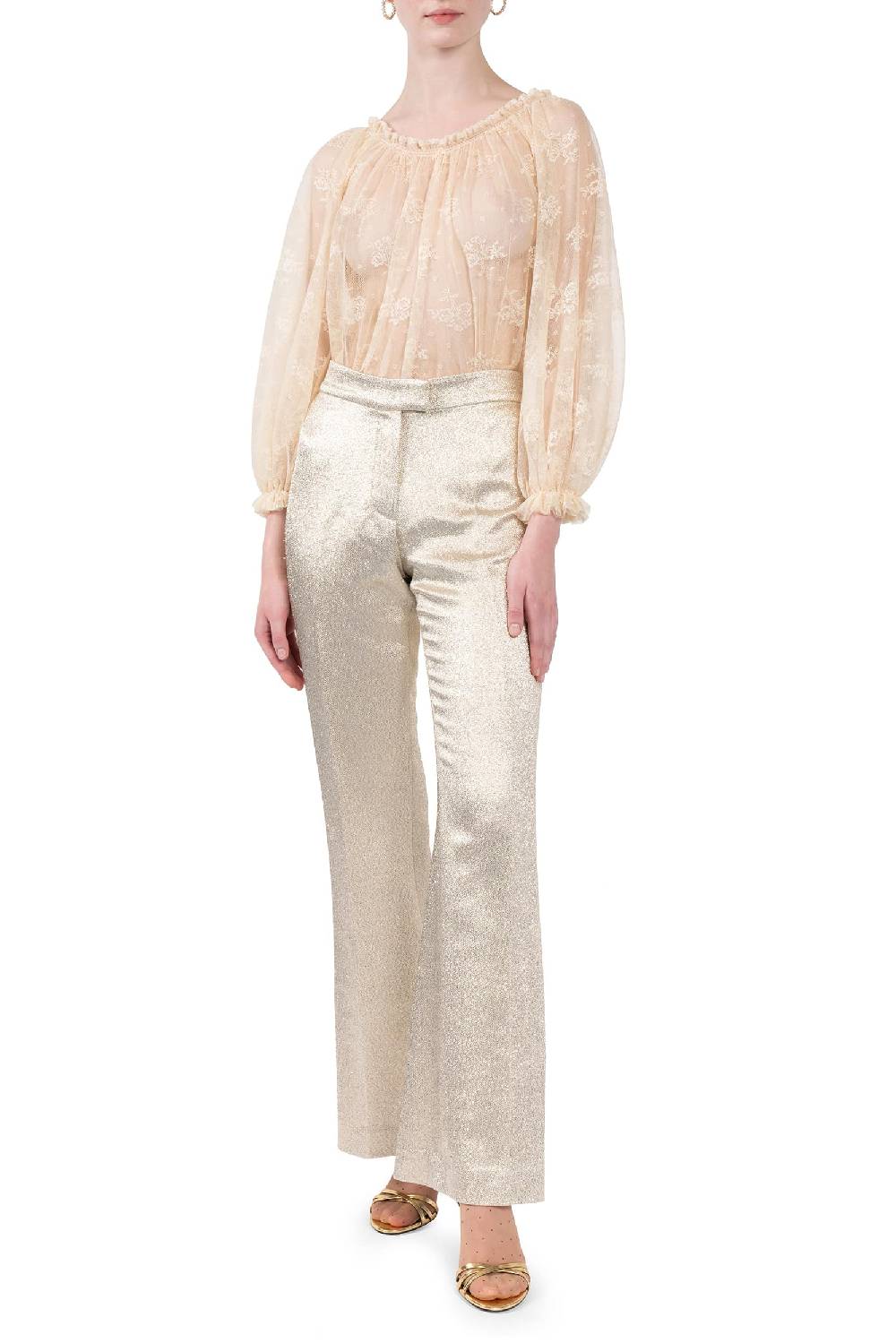 Luisa Beccaria Pantaloni in lana lurex con frange Qualità