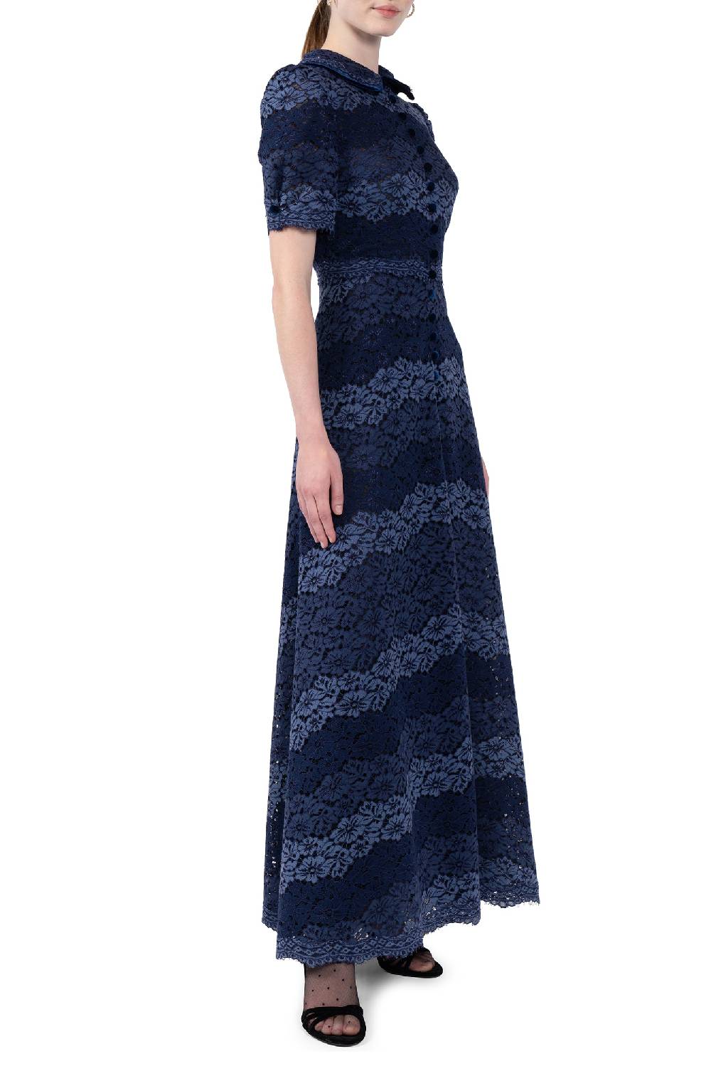 Luisa Beccaria Abito In Pizzo A Righe Con Fascia Promozione