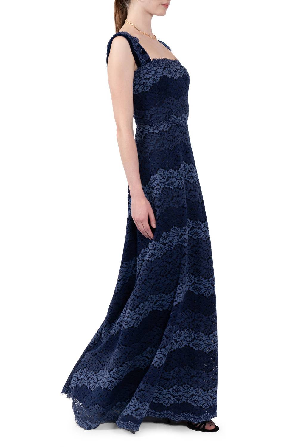 Luisa Beccaria Abito bustier in pizzo a righe Pezzi Unici