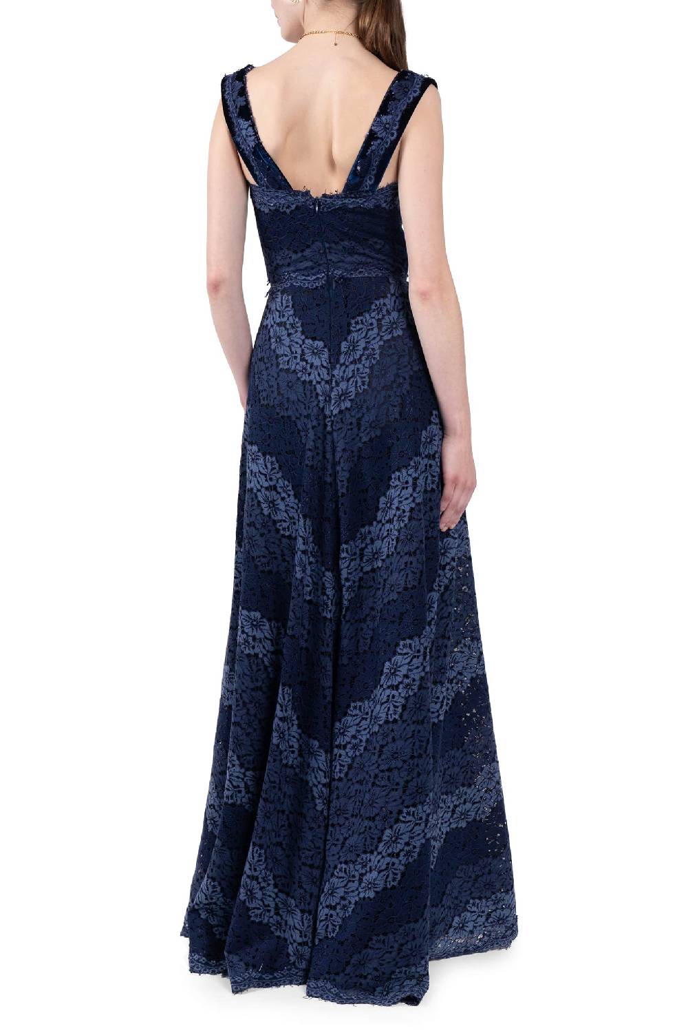 Luisa Beccaria Abito bustier in pizzo a righe Pezzi Unici
