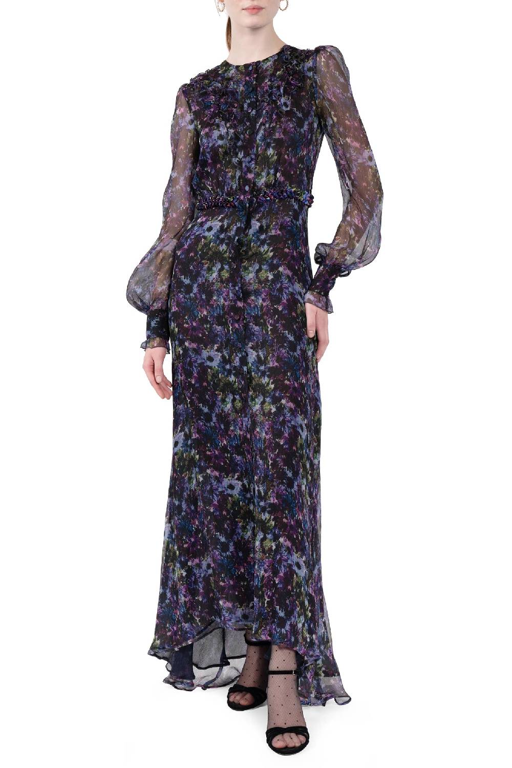 Luisa Beccaria Abito lungo in chiffon fluido Soddisfazione Garantita