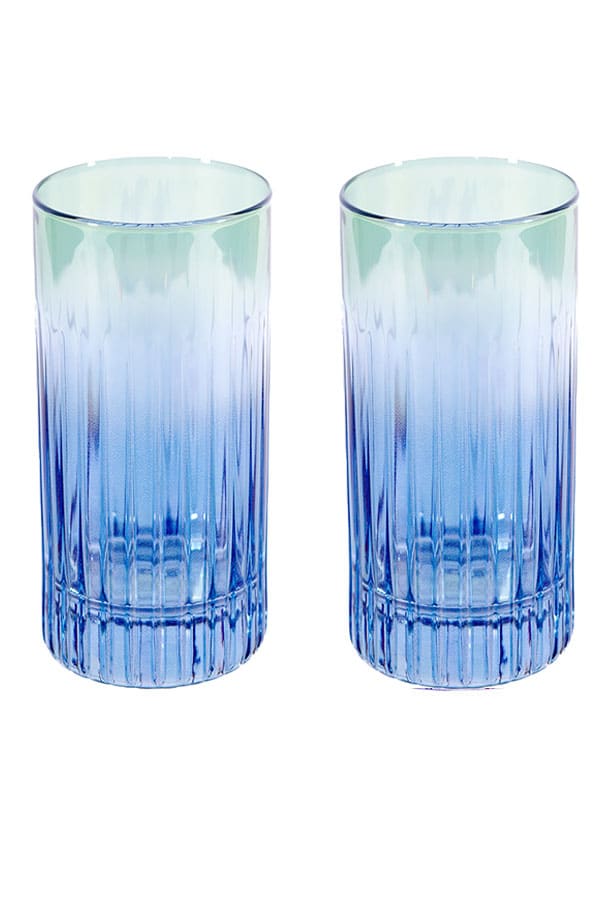 Luisa Beccaria Tonalità Blu Al Verde Set Di Due Grandi Bicchieri Tumbler Sconto