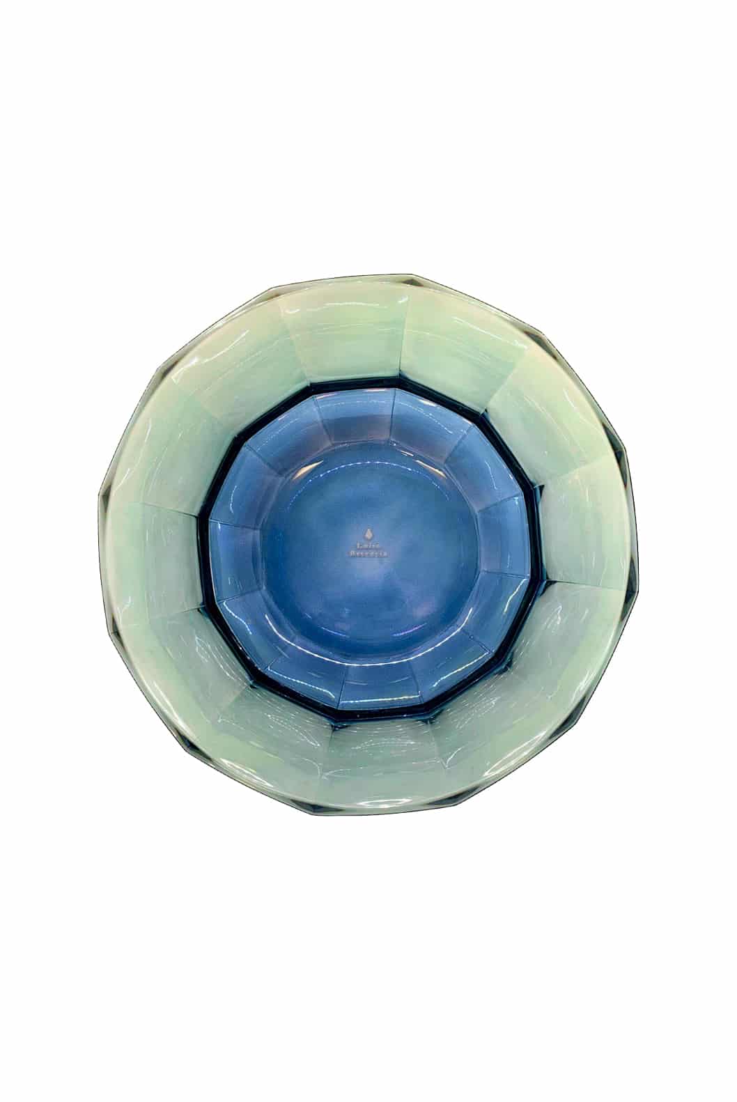 Luisa Beccaria Insalatiera Di Cristallo Sfaccettato Di Colore Blu Al Verde Nuova