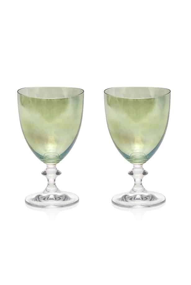Luisa Beccaria Set Verde Di Due Bicchieri Di Vino Rosato