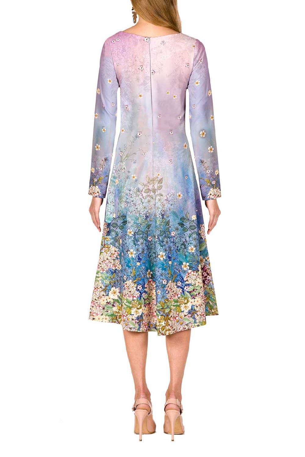 Luisa Beccaria Abito midi in cady stampato floreale Outlet