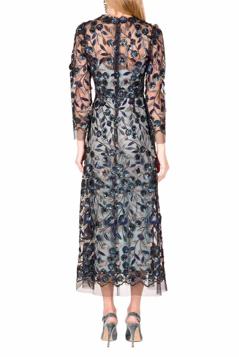 Luisa Beccaria Abito longuette in tulle ricamato con paillettes Saldi