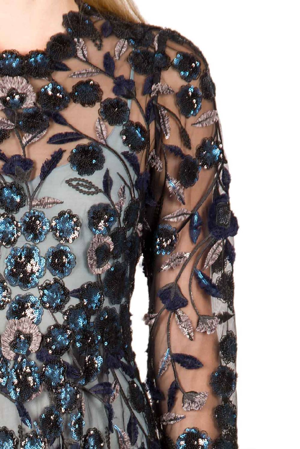 Luisa Beccaria Abito longuette in tulle ricamato con paillettes Saldi