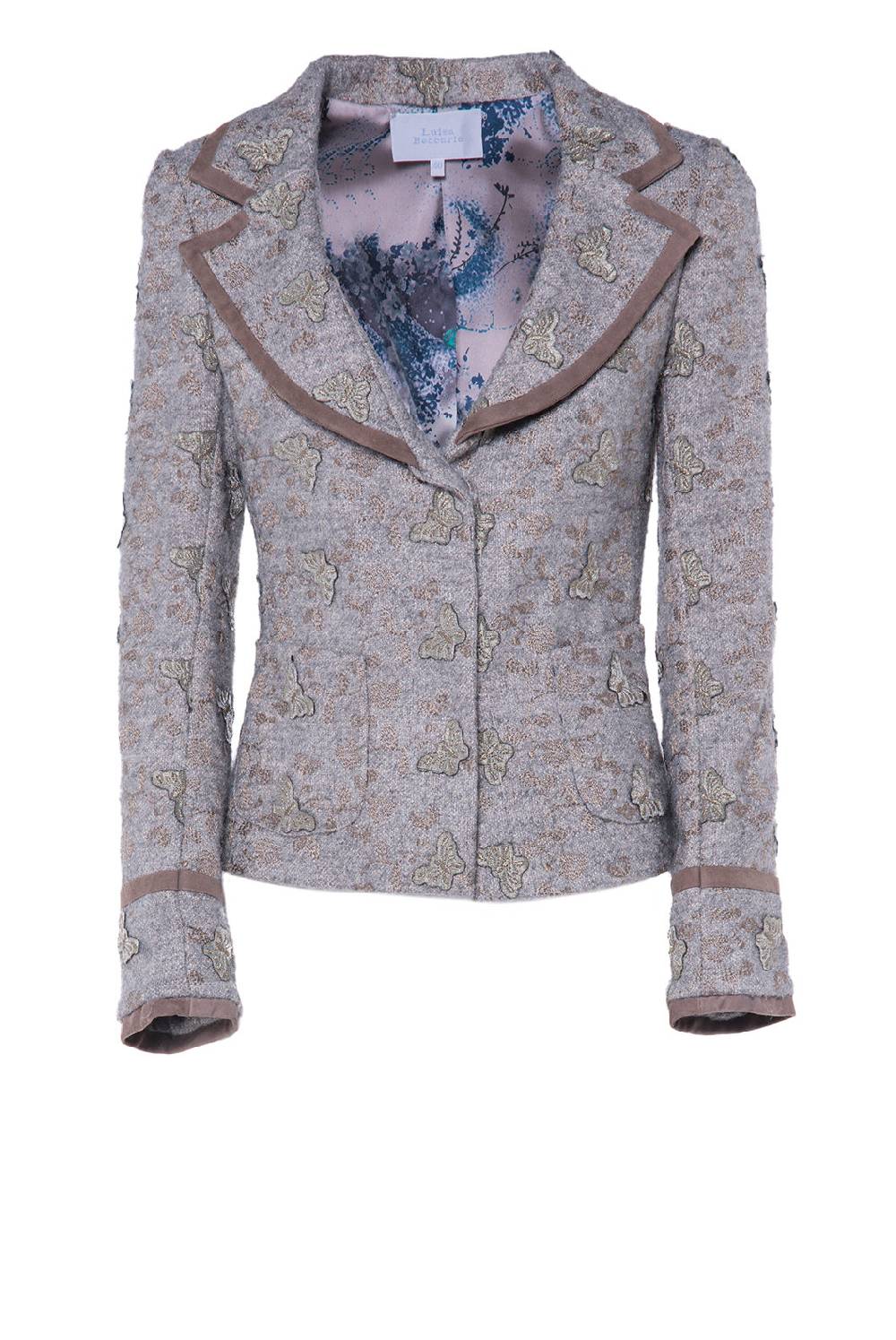Luisa Beccaria Giacca aderente in jacquard con farfalle