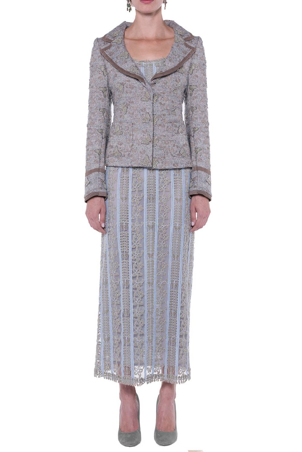 Luisa Beccaria Giacca aderente in jacquard con farfalle In Saldo