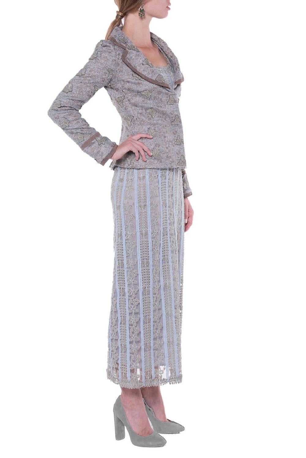 Luisa Beccaria Giacca aderente in jacquard con farfalle In Saldo