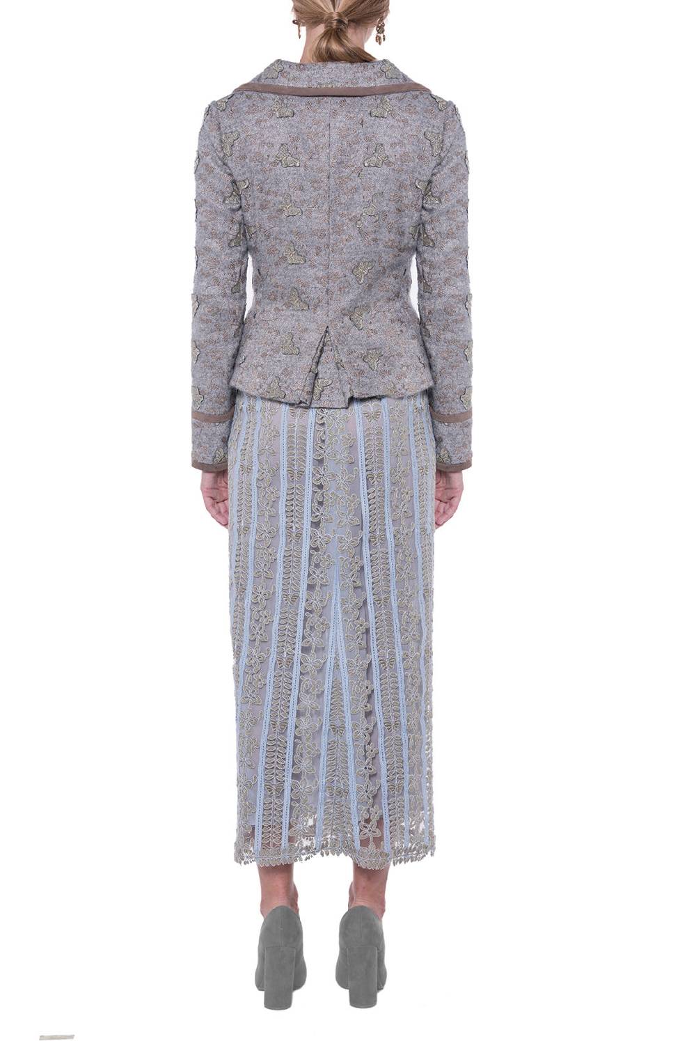 Luisa Beccaria Giacca aderente in jacquard con farfalle In Saldo
