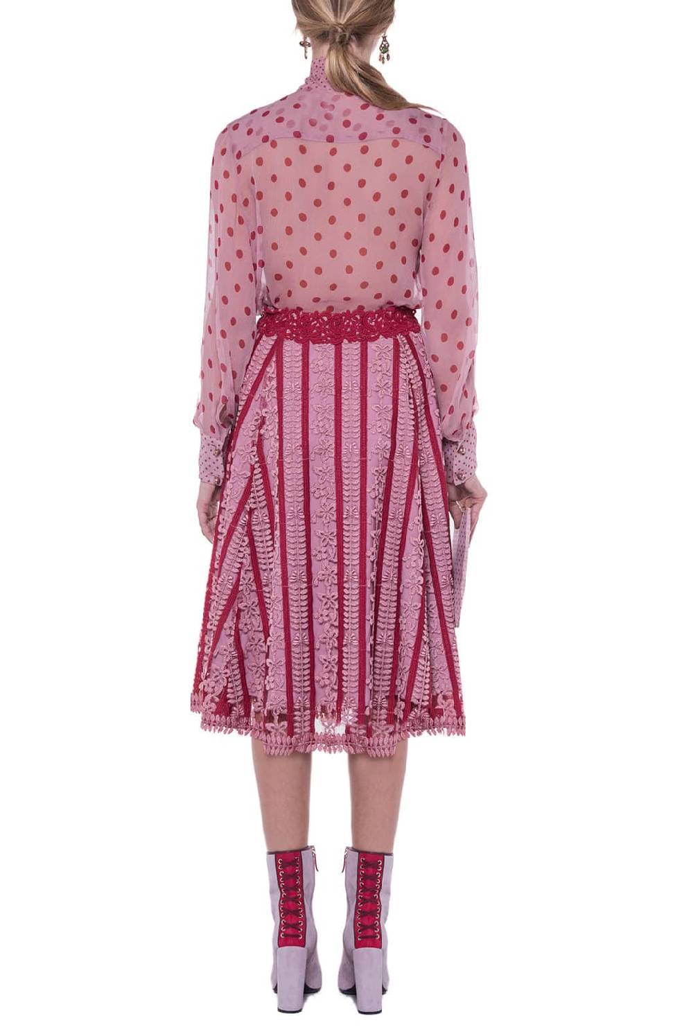 Luisa Beccaria Camicetta in chiffon di seta a pois con fiocco Nuovo