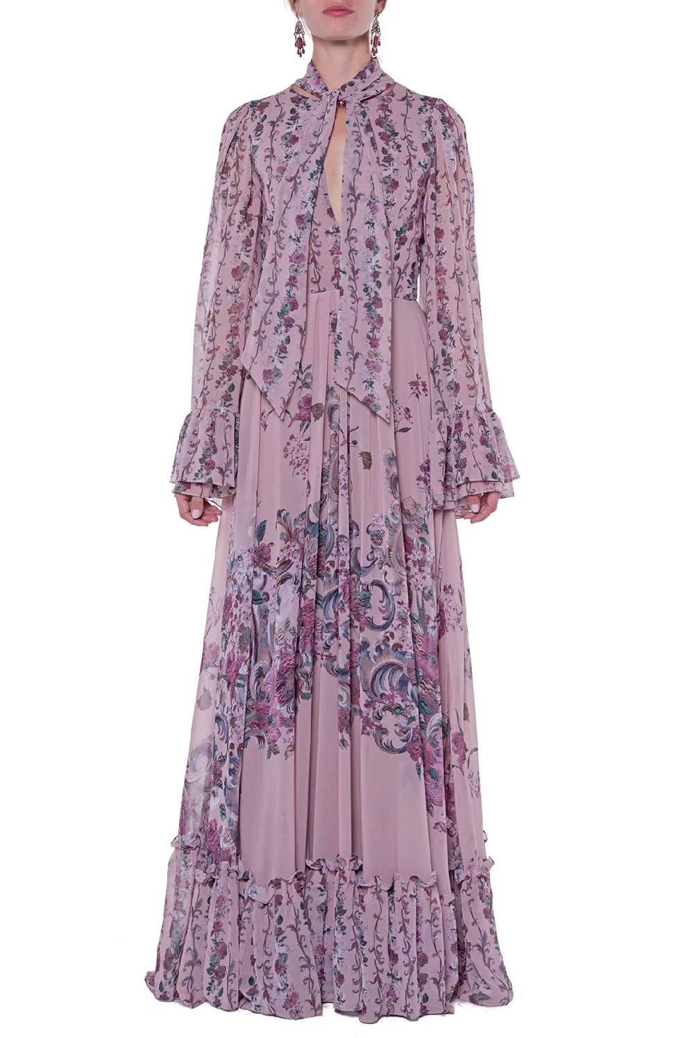 Luisa Beccaria Abito in georgette stampato fiori Negozi Online