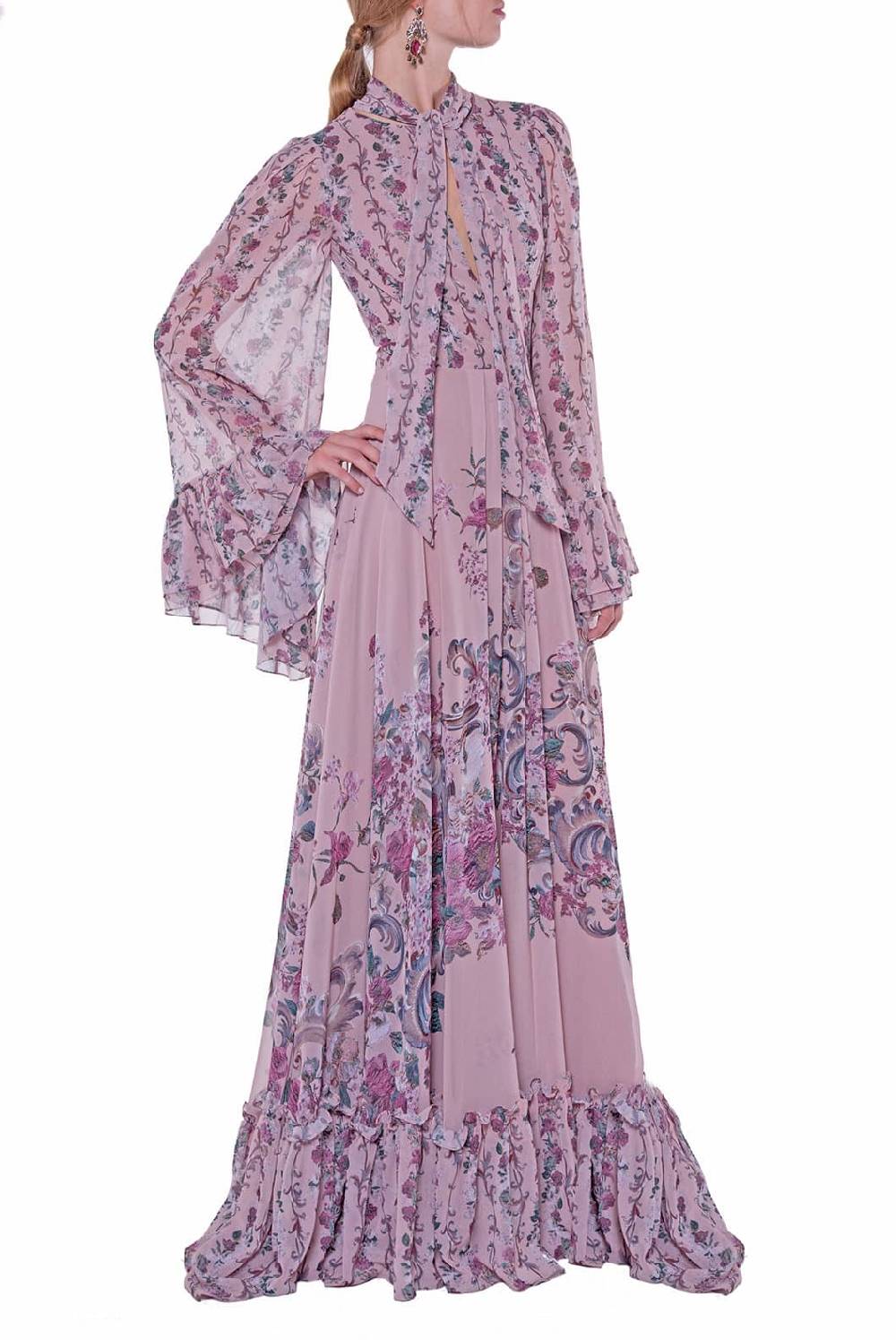 Luisa Beccaria Abito in georgette stampato fiori Negozi Online