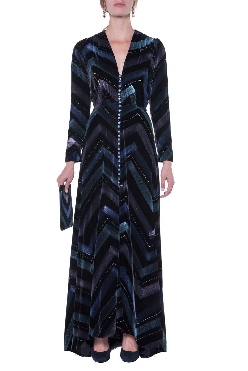 Luisa Beccaria Bottoncino Velvet Chevron Fino Al -60%