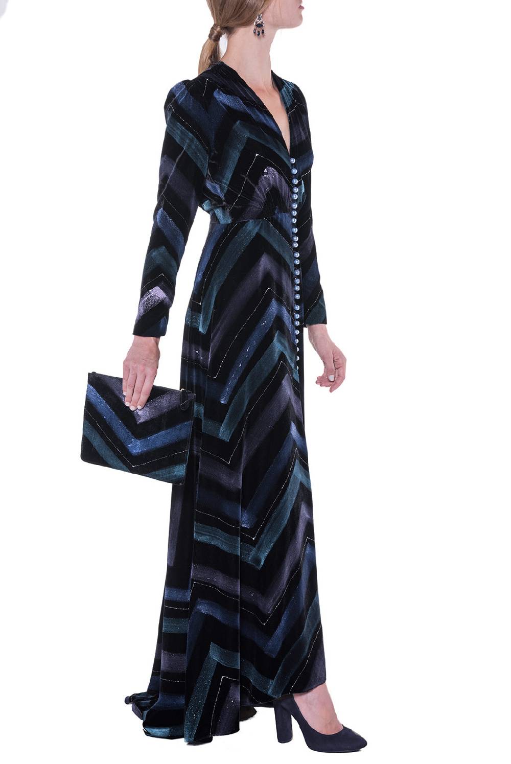 Luisa Beccaria Bottoncino Velvet Chevron Fino Al -60%