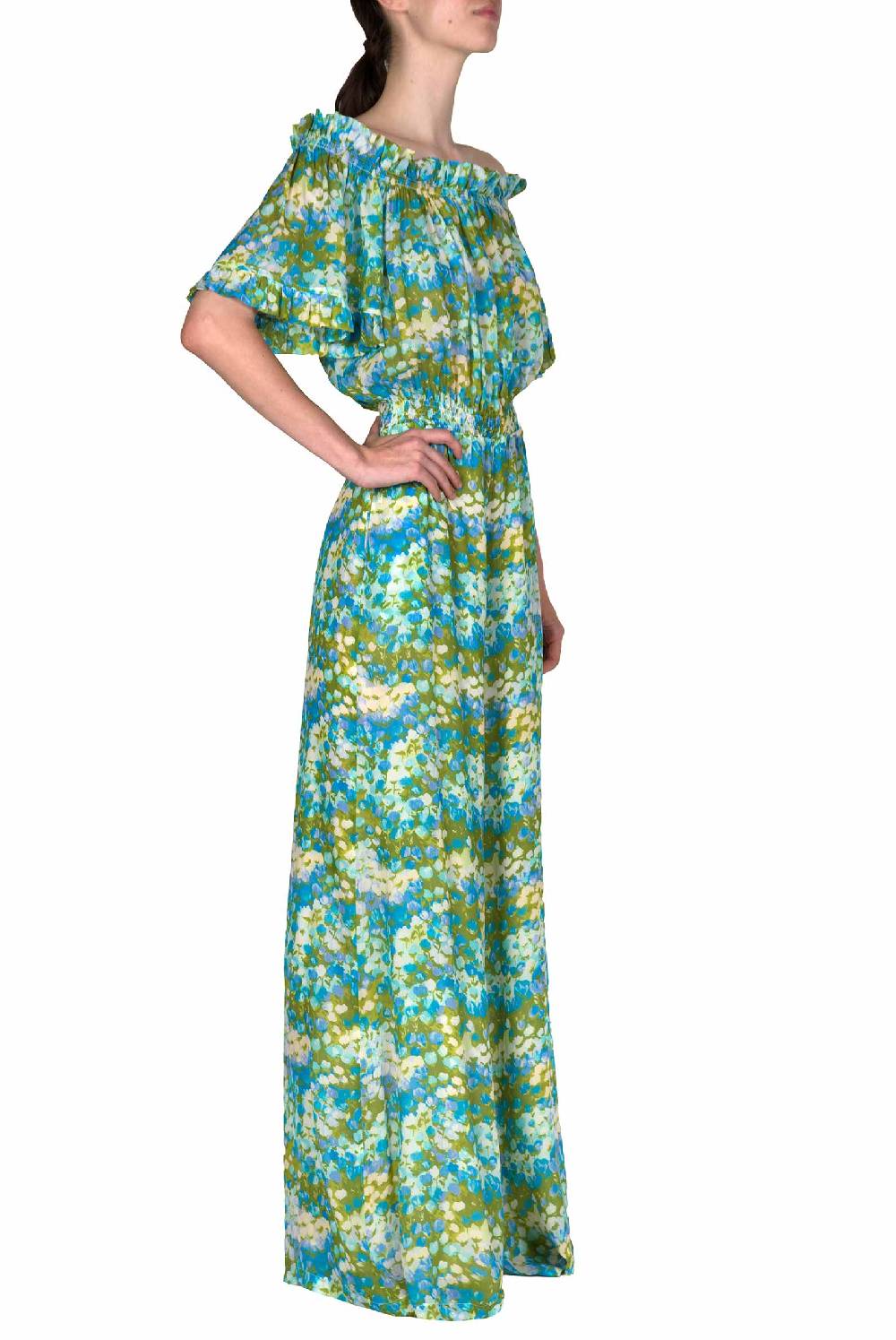Luisa Beccaria Tuta blu Monet con spalle scoperte Online