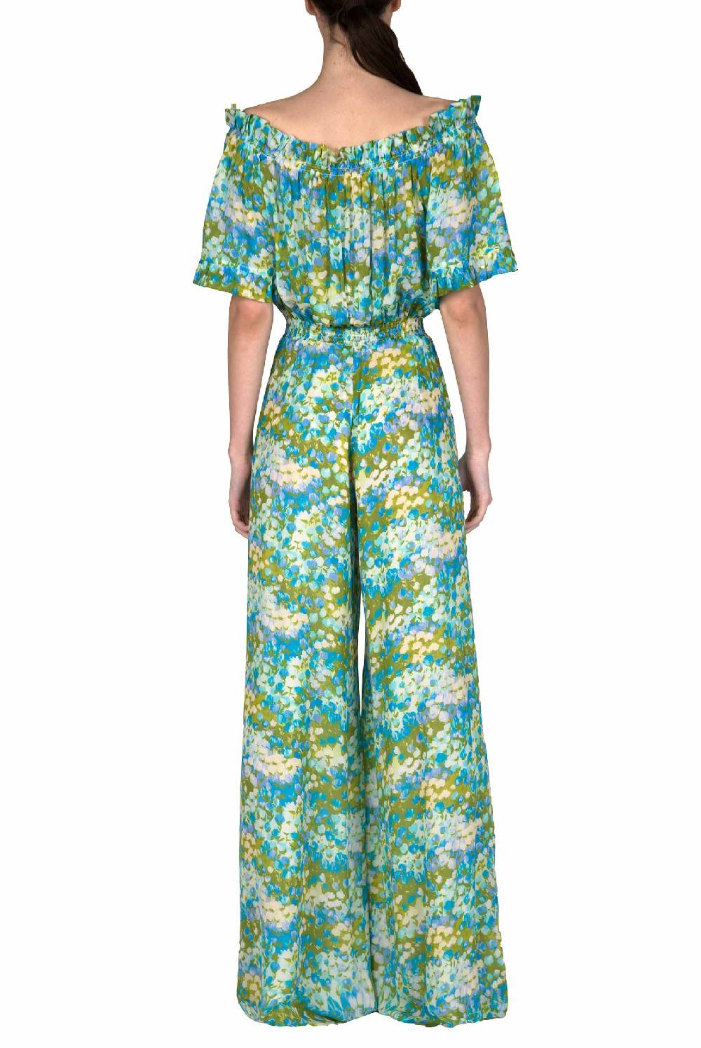 Luisa Beccaria Tuta blu Monet con spalle scoperte Online