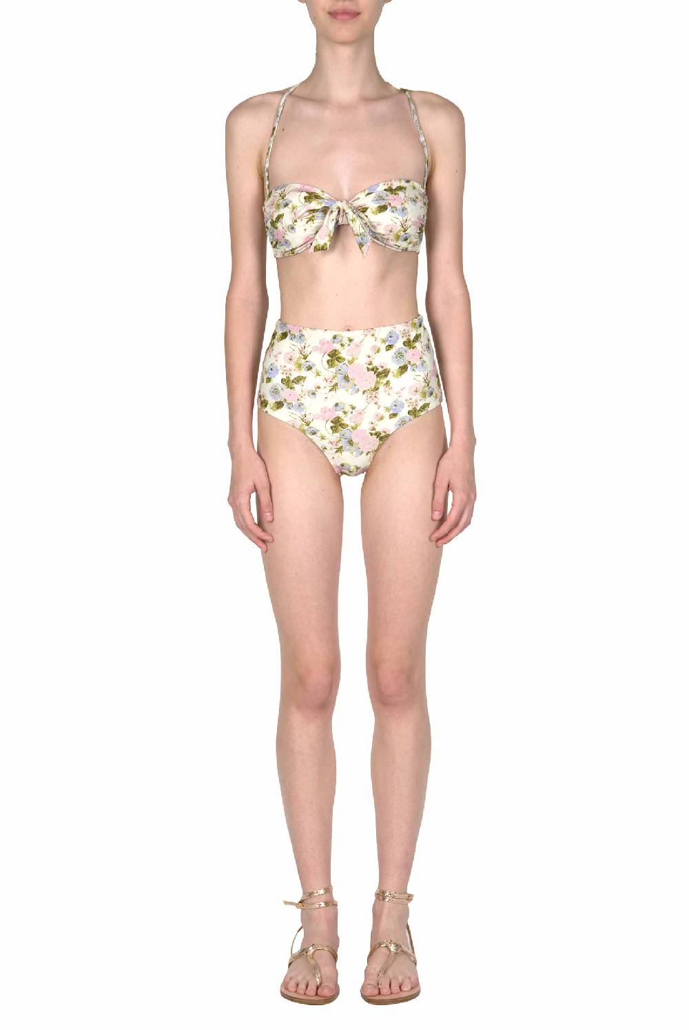 Luisa Beccaria Fascia E Vita Alta Sottoveste In Fiore Rose Double Face Vendita Calda