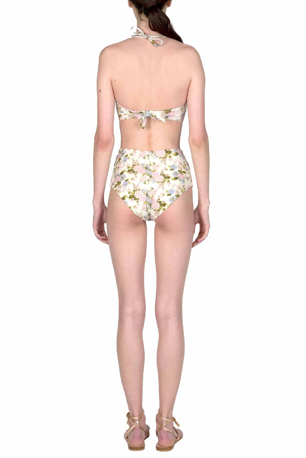 Luisa Beccaria Fascia E Vita Alta Sottoveste In Fiore Rose Double Face Vendita Calda