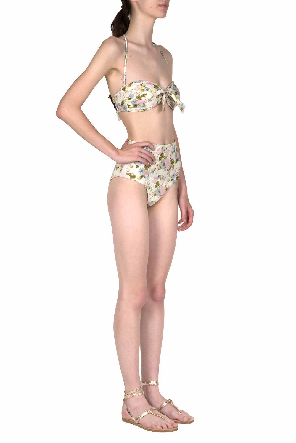 Luisa Beccaria Fascia E Vita Alta Sottoveste In Fiore Rose Double Face Vendita Calda