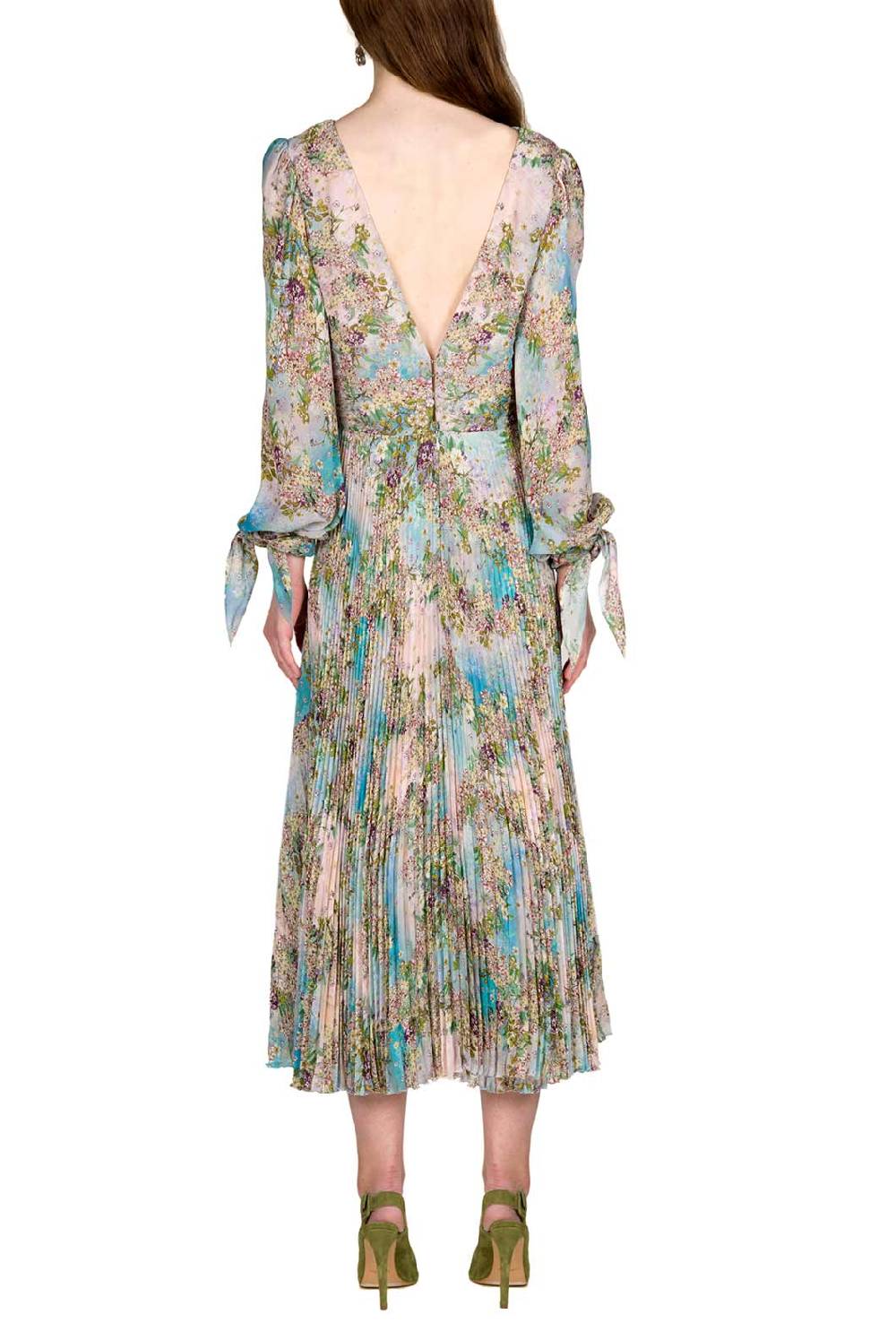 Luisa Beccaria Abito in chiffon con stampa floreale Nuova