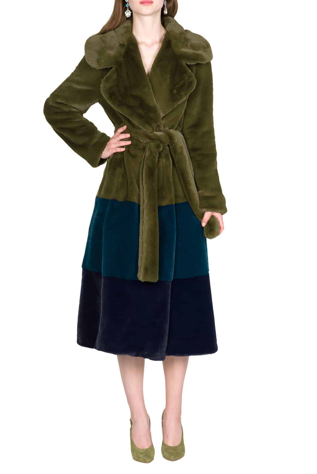 Luisa Beccaria Cappotto in pelliccia sintetica colorblock Moda