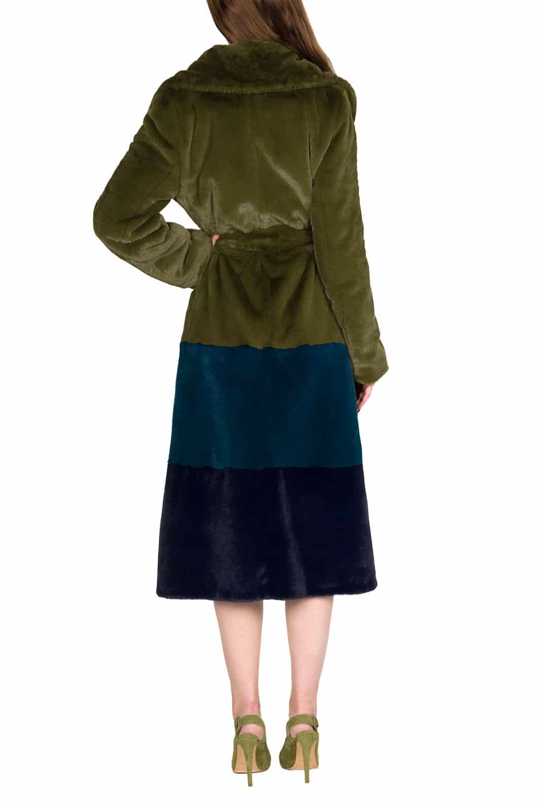 Luisa Beccaria Cappotto in pelliccia sintetica colorblock Moda