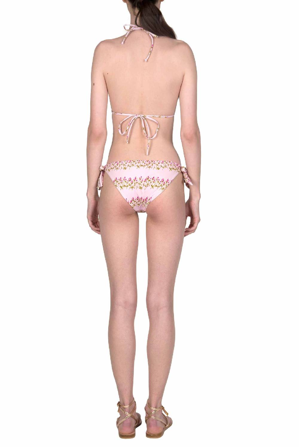 Luisa Beccaria Bikini a triangolo e slip a righe fiorite rosa Consegna Veloce