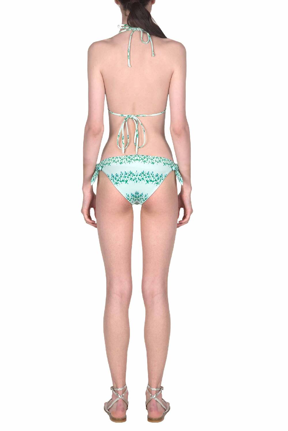 Luisa Beccaria Bikini Triangolo E Slip A Righe Fiorite Blu Fino Al -60%