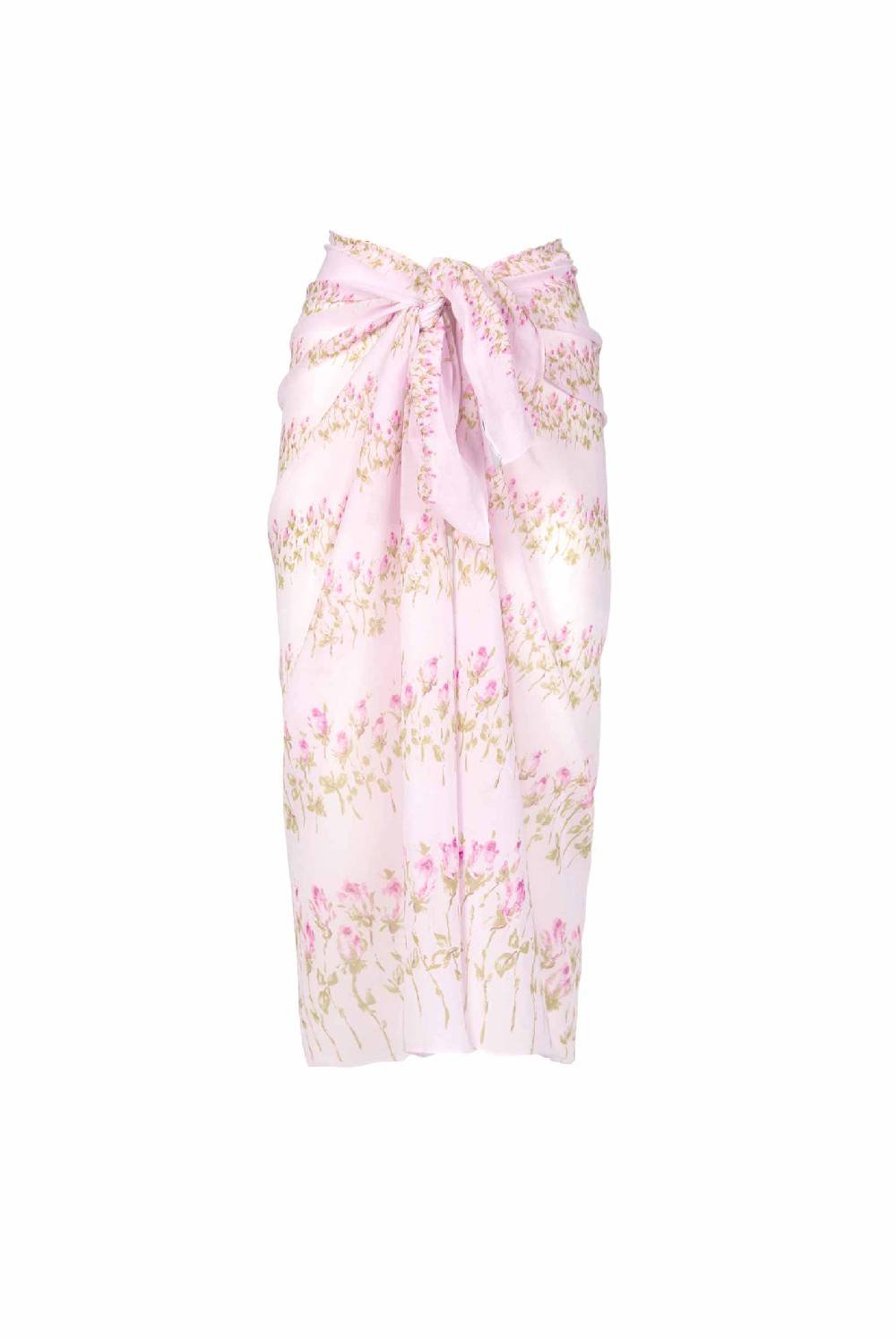Luisa Beccaria Pareo Lungo Rigato Fiori Rosa