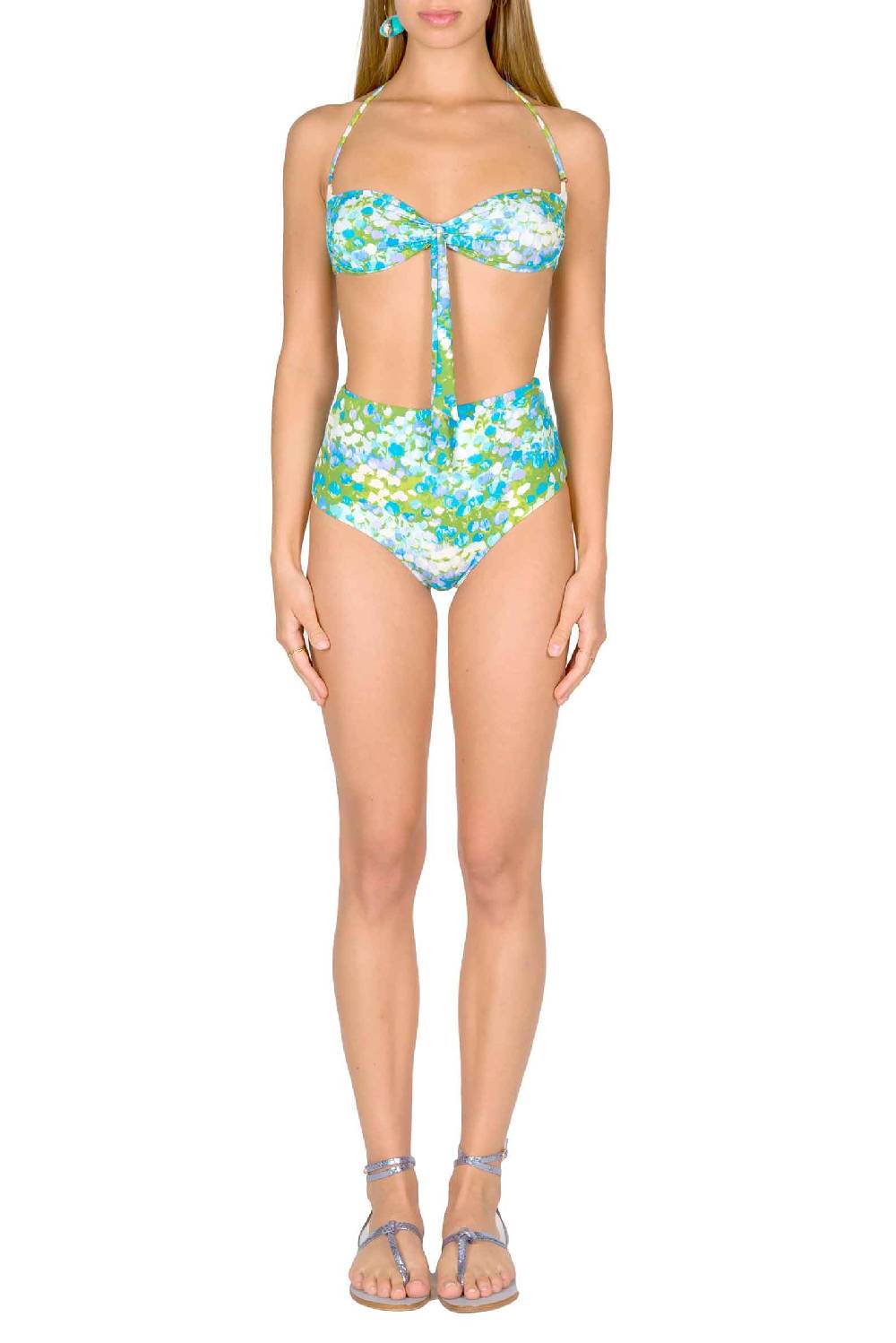 Luisa Beccaria Bikini Fascia E Slip A Vita Alta Turchese Monet Economico
