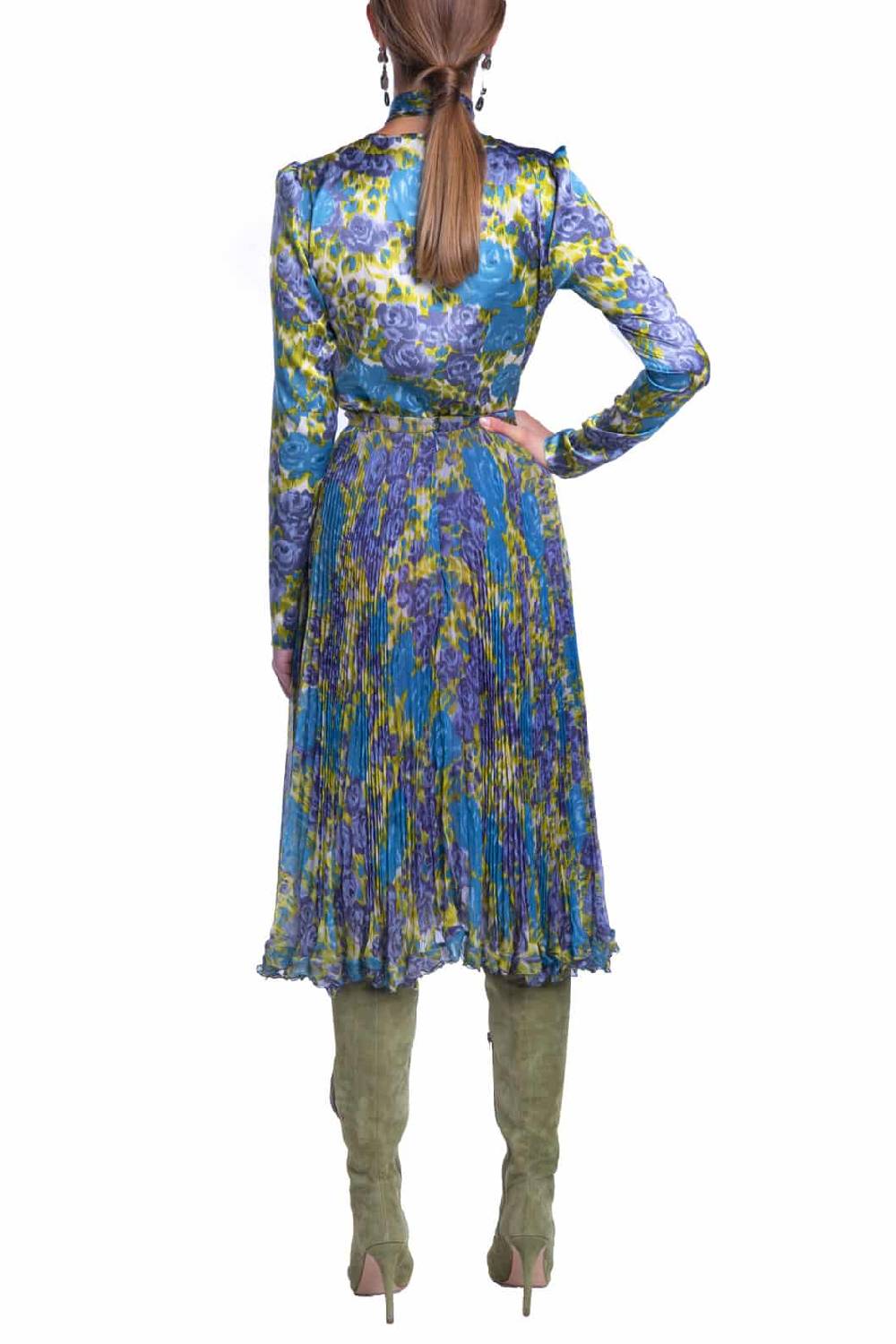 Luisa Beccaria Gonna Plissé In Chiffon Di Seta Stampata Nuovo