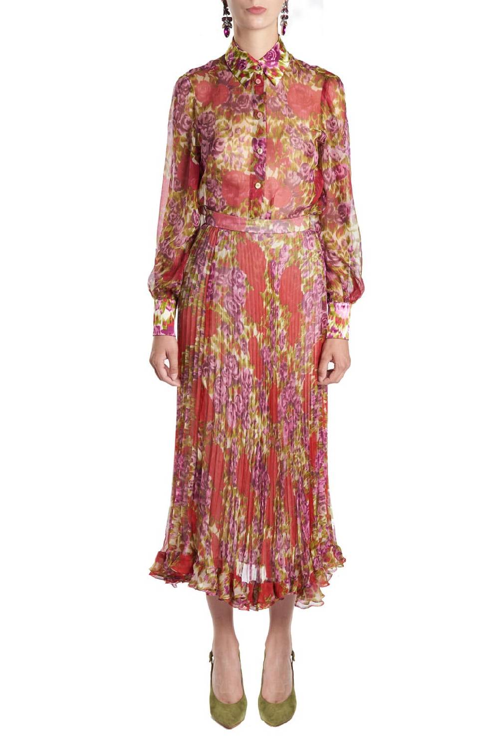 Luisa Beccaria Camicetta in chiffon di seta floreale Latest stili