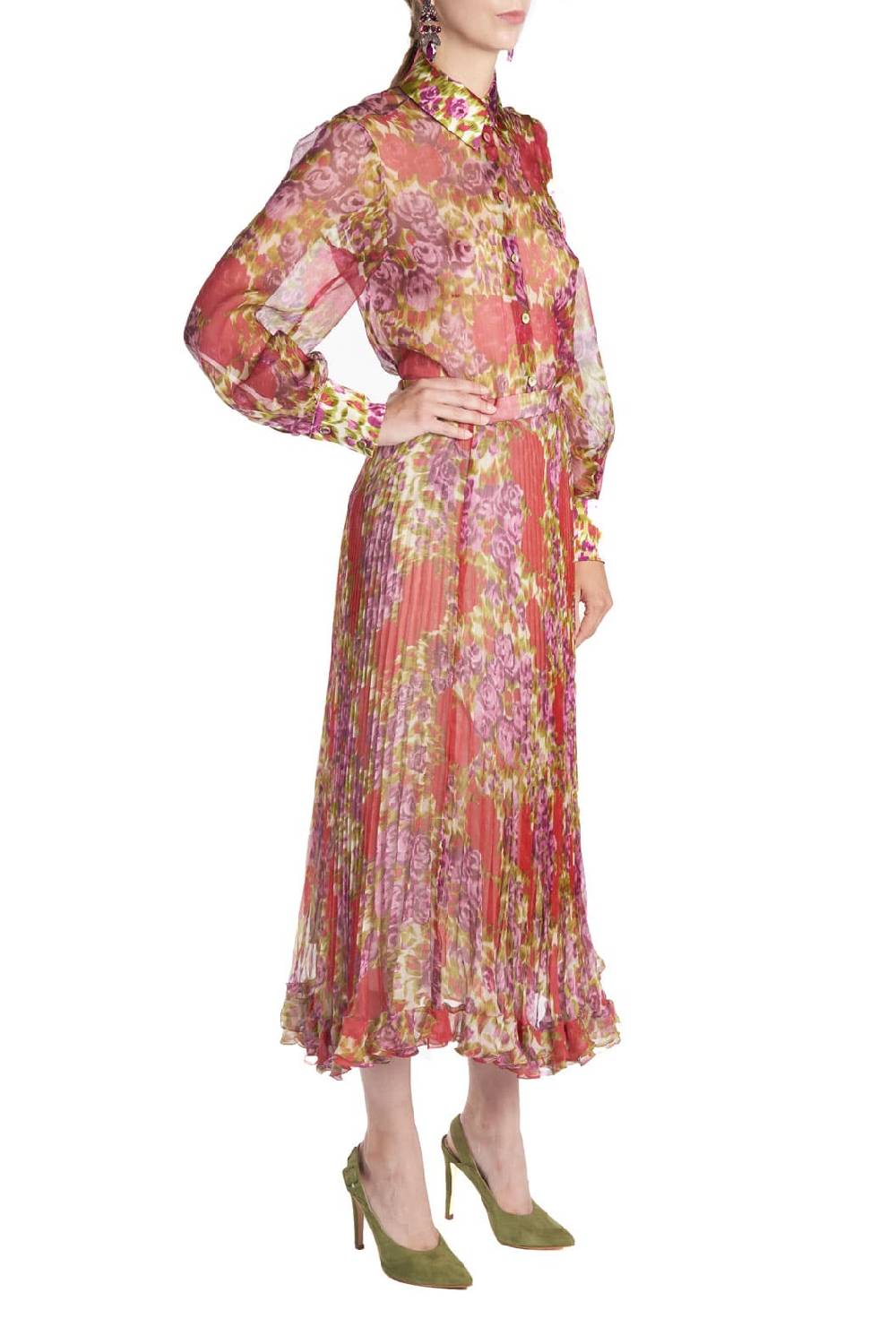 Luisa Beccaria Camicetta in chiffon di seta floreale Latest stili