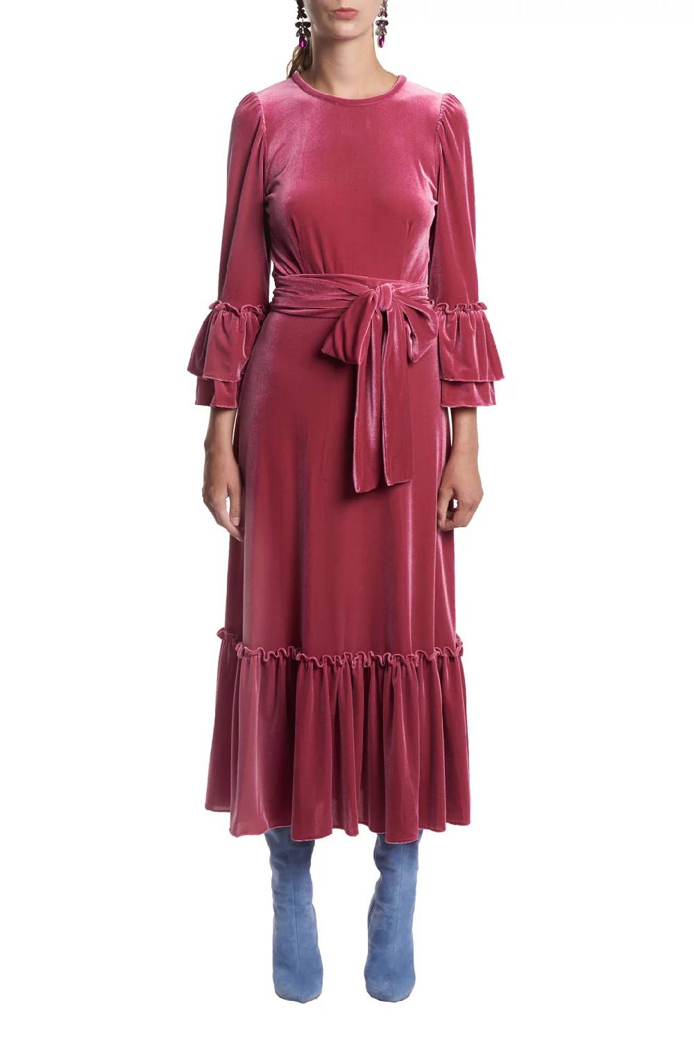 Luisa Beccaria Abito midi in velluto elasticizzato Promozione