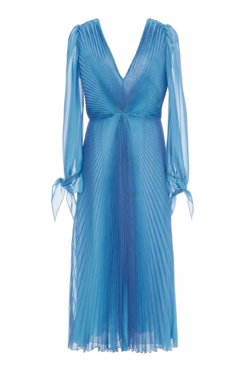 Luisa Beccaria Abito longuette iridescente in chiffon plissettato