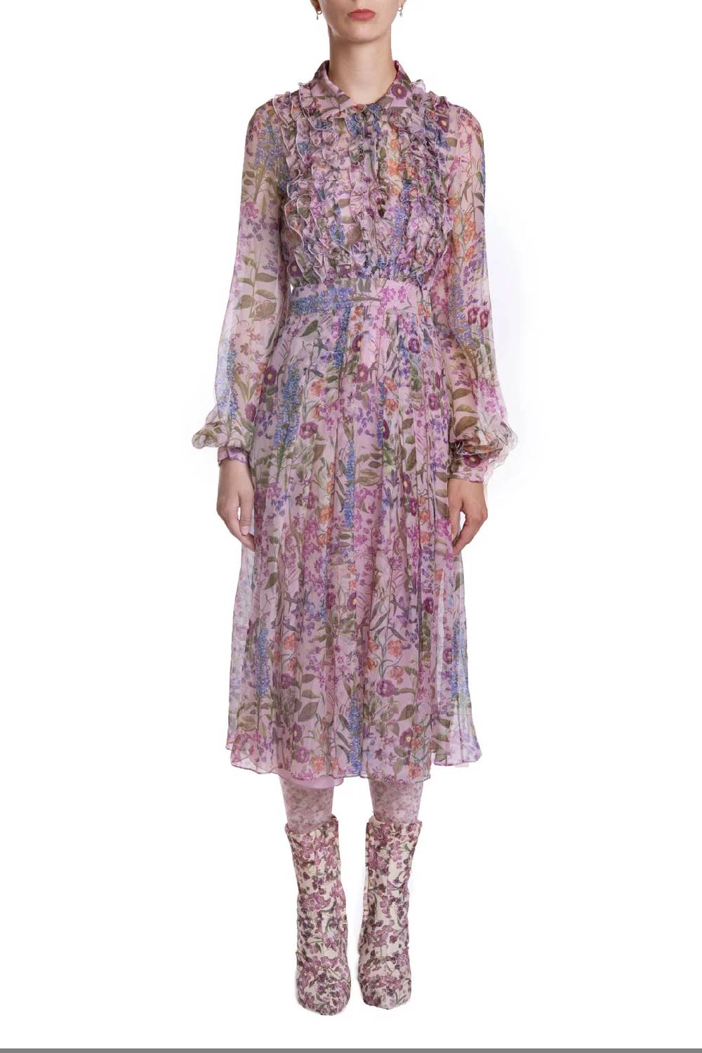 Luisa Beccaria Abito in chiffon stampato Fino al 55% di sconto