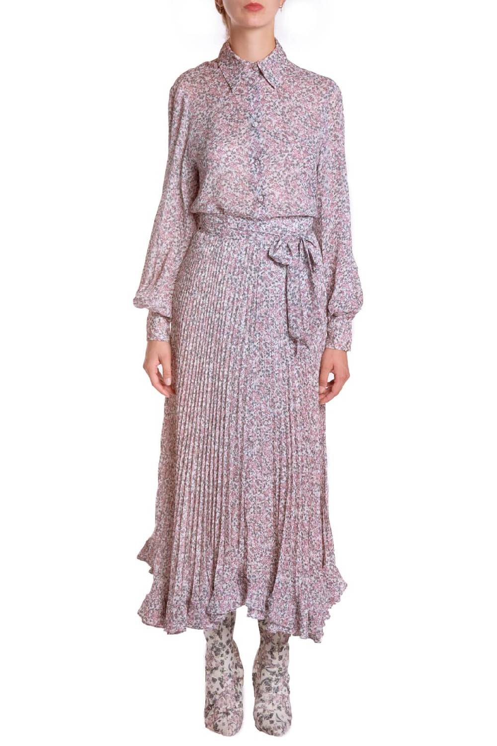 Luisa Beccaria Blusa in georgette stampata con piccoli fiori Sottocosto